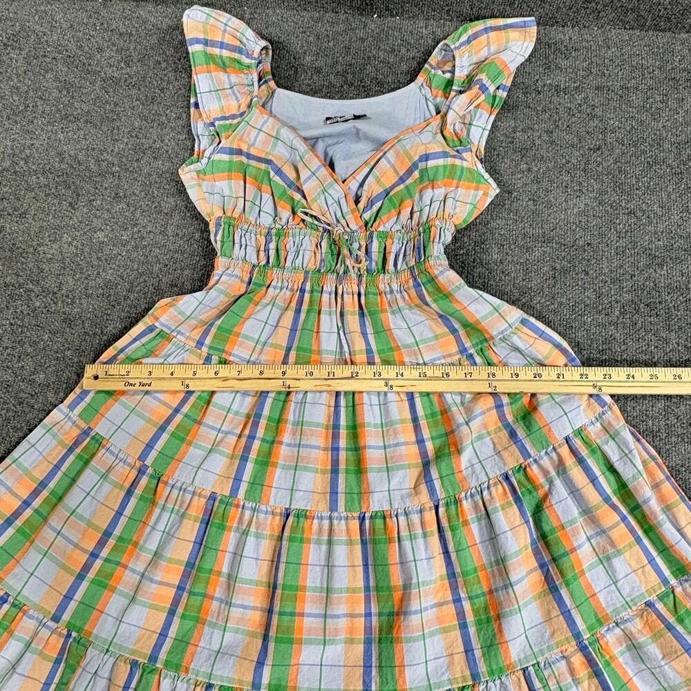 Kate Spade New York Dress Womens XS Blue Multicolor Plaid Flutter Maxi Sundress - Picture 9 of 15